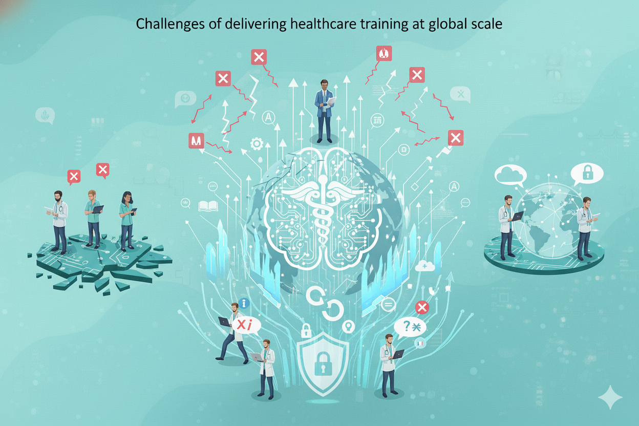 Challenges of delivering healthcare training at global scale