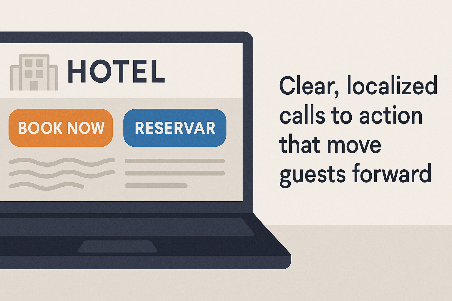 Clear, localized calls to action that move guests forward