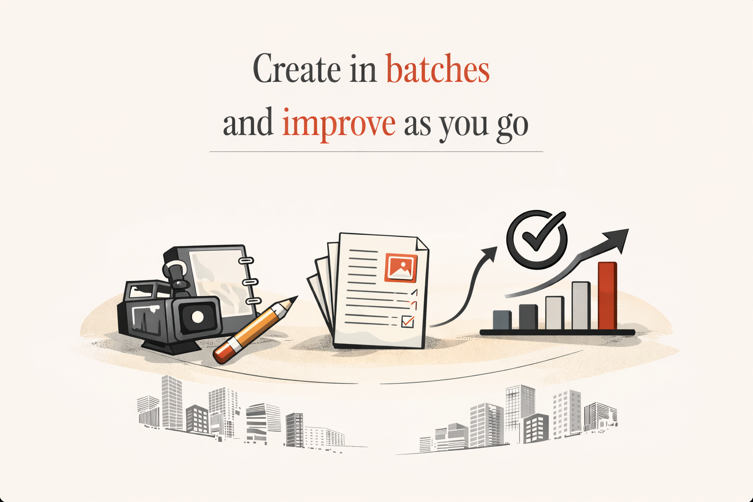Create in batches and improve as you go