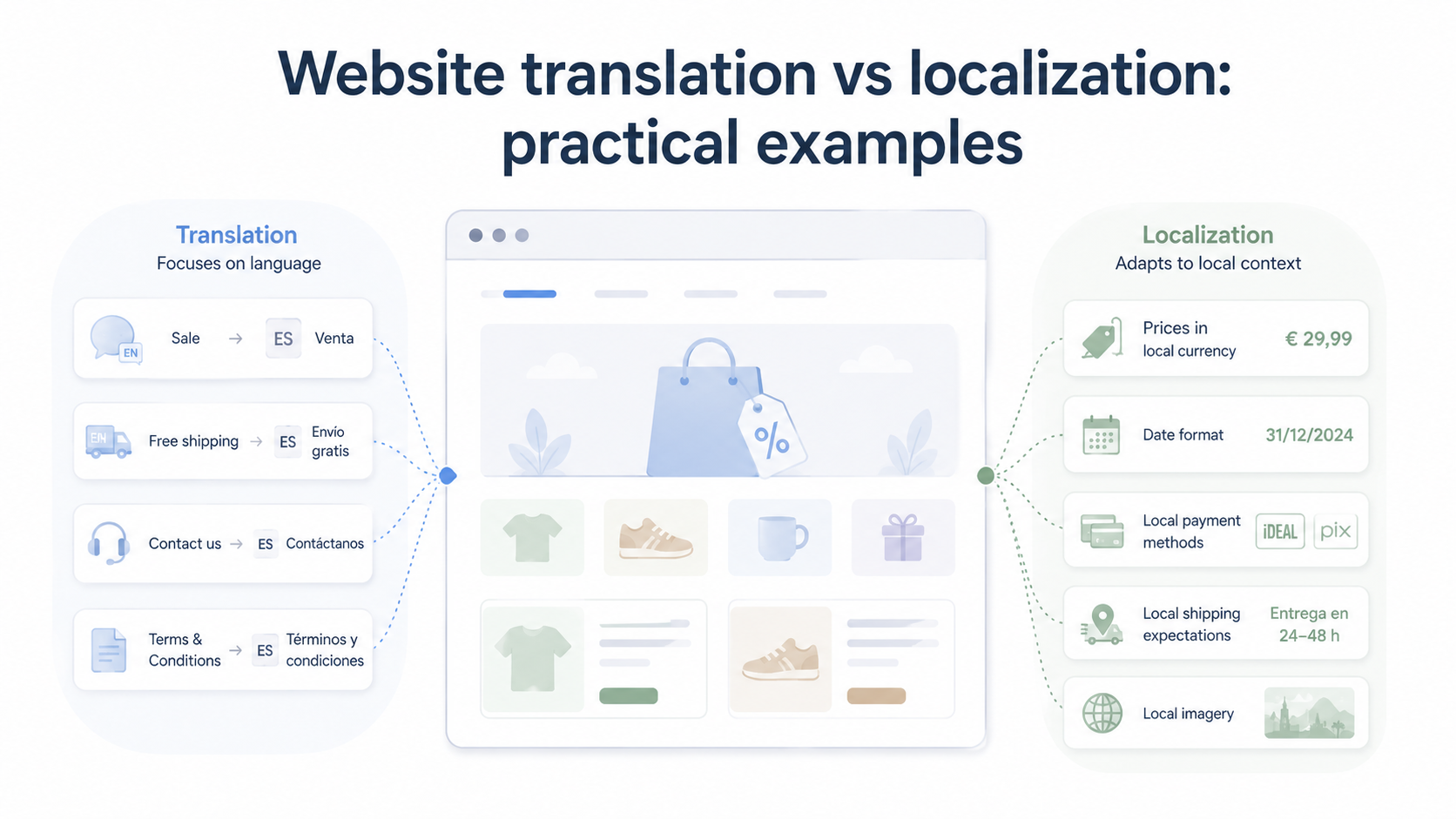 Website translation vs localization: practical examples